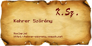 Kehrer Szörény névjegykártya